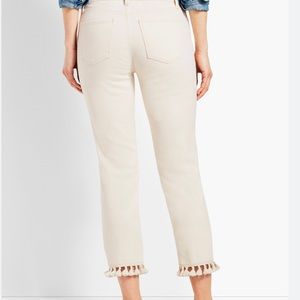 NWOT Talbots Tassel Crop Denim Pants 10 Cream